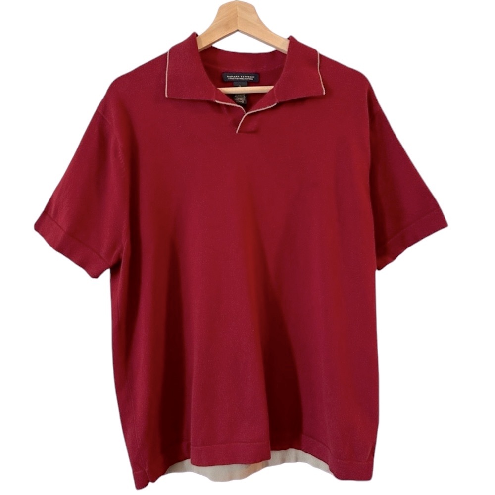 Banana Republic Men’s Large Red Pima Cotton Stretch‎ Polo Shirt Preppy Style